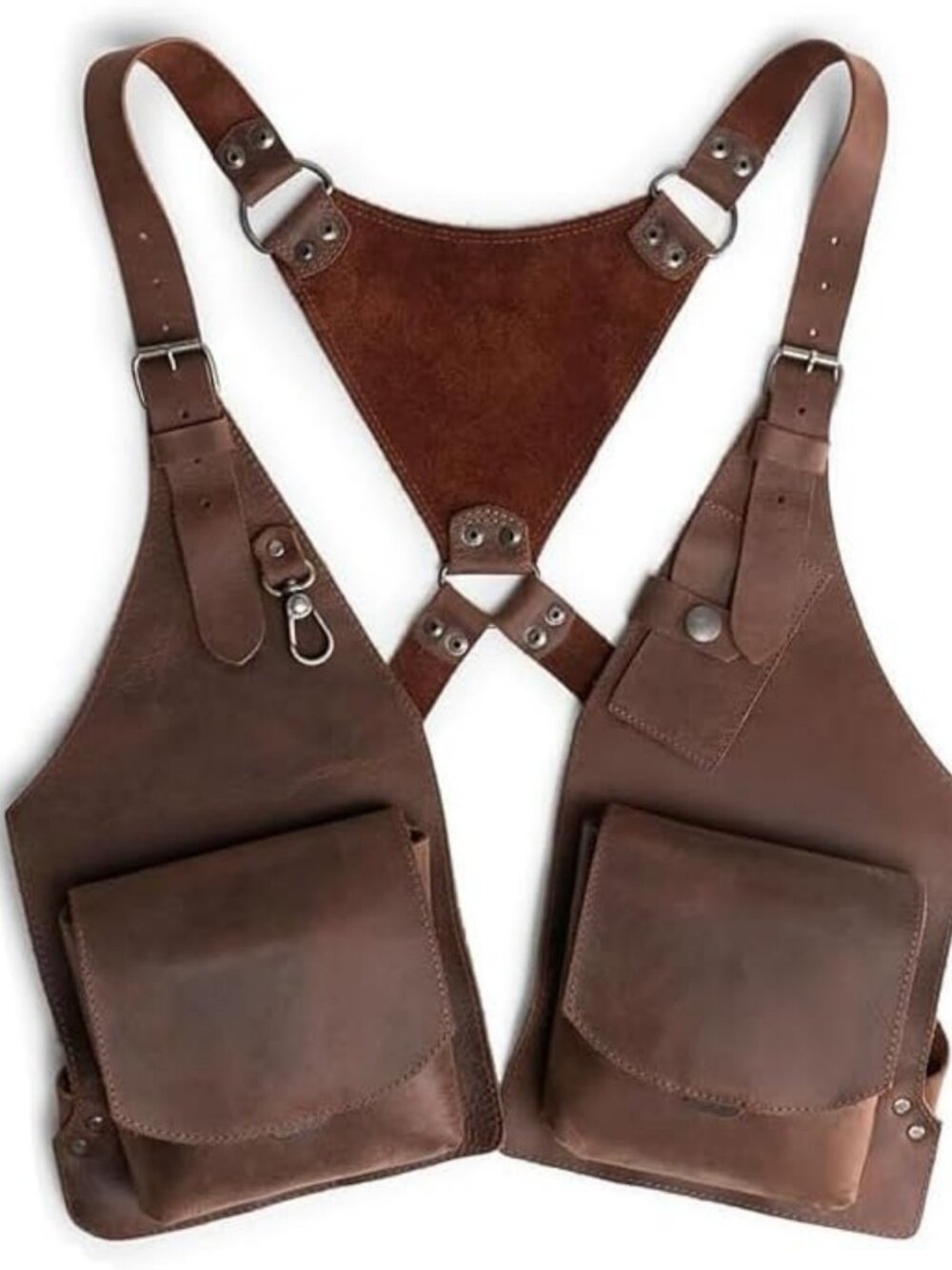 Vintage Full Grain Leather Shoulder Holster Bag for Men, Adjustable Crossbody